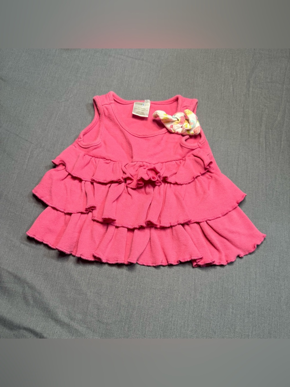 Cutie Pie Pink Ruffle Tank Top with Bow Accent